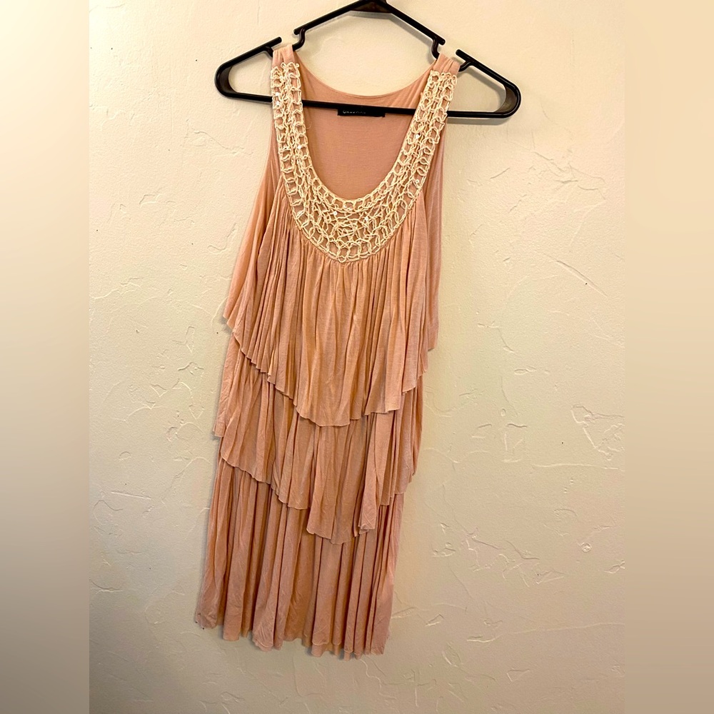 Origami by Vivien dress/tunic in a rose color with crochet neck